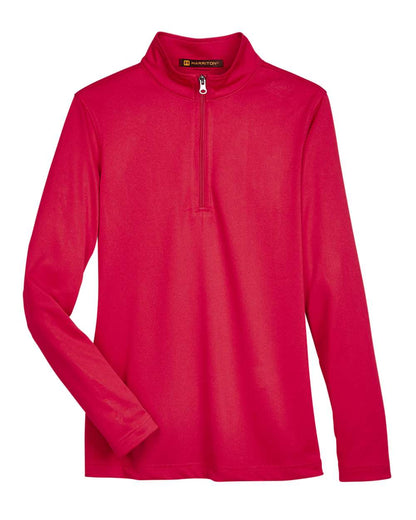 Harriton Women's Advantage Snag Protection Plus Quarter-Zip Pullover M748W #color_Red