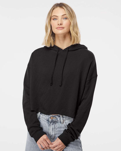 Independent Trading Co. Women’s Lightweight Crop Hooded Sweatshirt AFX64CRP #colormdl_Black