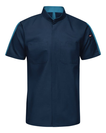 Red Kap Men's Tall Mimix™ Pro+ Short Sleeve Work Shirt With OilBlok SX46T #color_Navy/ Teal