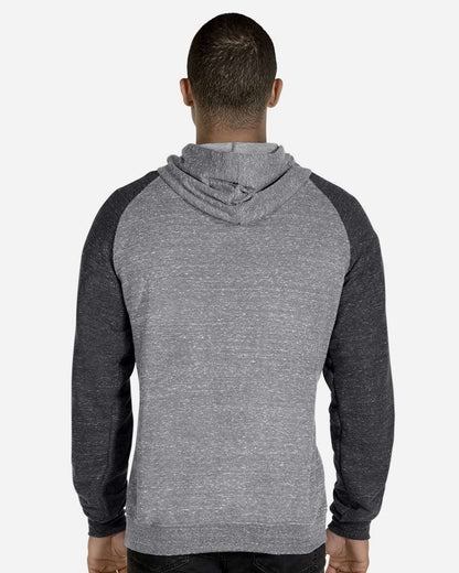 JERZEES Unisex Snow Heather French Terry Raglan Hooded Sweatshirt 90MR #colormdl_Charcoal/ Black Ink