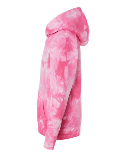 Independent Trading Co. Youth Midweight Tie-Dyed Hooded Sweatshirt PRM1500TD #color_Tie Dye Pink