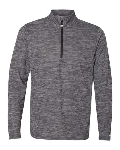 Russell Athletic Men's Striated Quarter-Zip Pullover QZ7EAM #color_Black