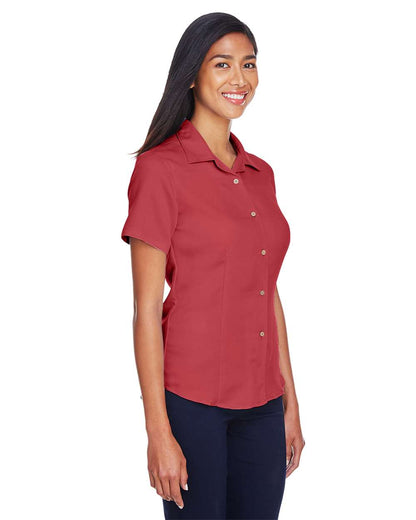 Harriton Women's Bahama Cord Camp Shirt M570W #colormdl_Tile Red
