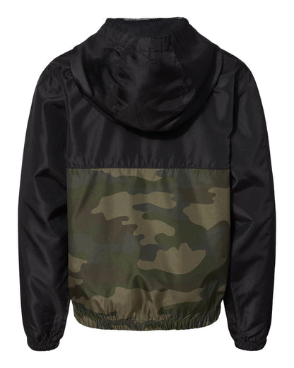 Independent Trading Co. Youth Lightweight Windbreaker Full-Zip Jacket EXP24YWZ #color_Black/ Forest Camo