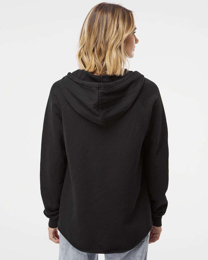 Independent Trading Co. Women’s Lightweight California Wave Wash Hooded Sweatshirt PRM2500 #colormdl_Black