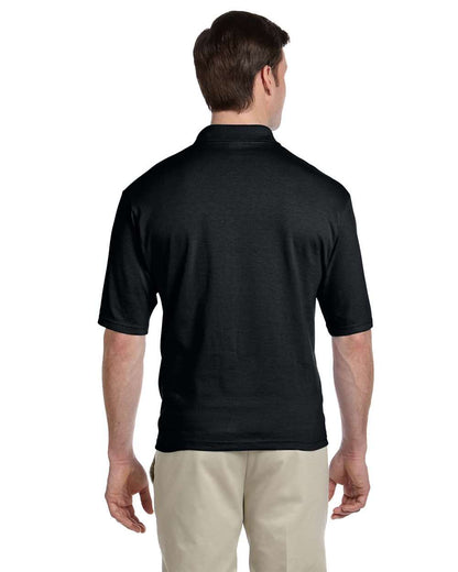 JERZEES Men's SpotShield® 50/50 Polo with Pocket 436MPR #colormdl_Black