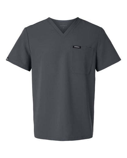 Jaanuu Men's Holmes Everyday 1-Pocket Scrub V-Neck Top M10001 #color_Carbon Grey