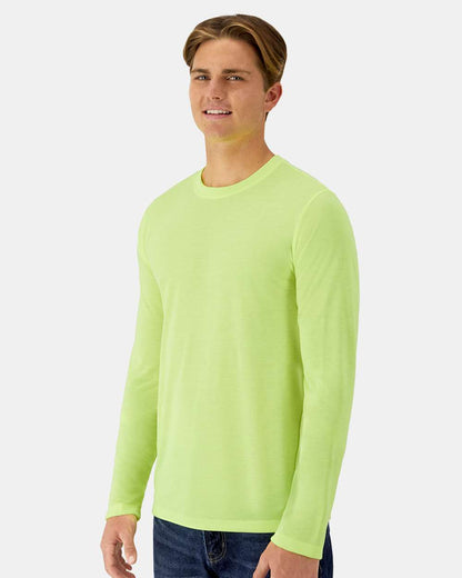 Hanes Unisex Cool DRI® Cotton Touch Long Sleeve T-Shirt 484L #colormdl_Safety Green