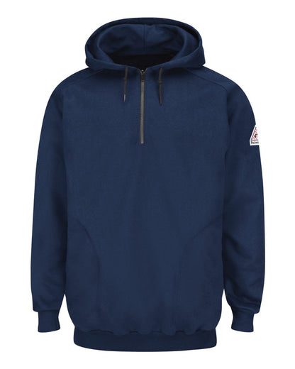 Bulwark Pullover Hooded Fleece Sweatshirt Quarter-Zip - Tall Sizes SEH8T #color_Navy