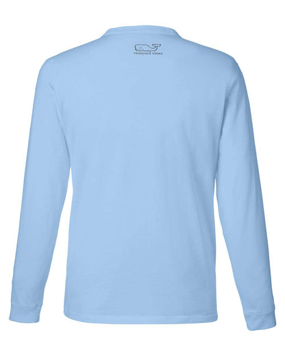 vineyard vines Unisex Long Sleeve Pocket T-Shirt V021214 #color_Jet Black/ Blue Blazer