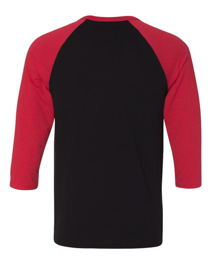 BELLA + CANVAS Three-Quarter Sleeve Baseball Tee 3200 #color_Black/ Red