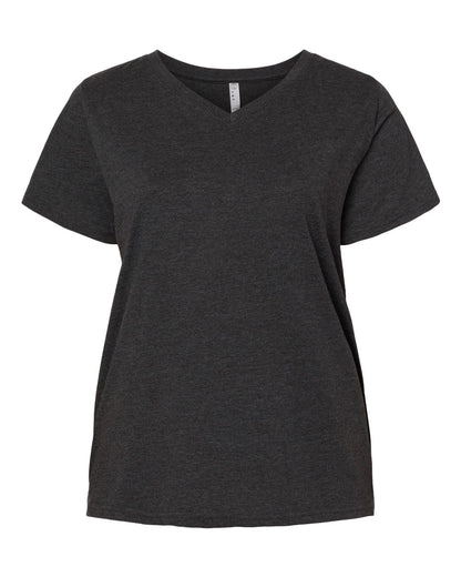 LAT Women's Curvy Collection Fine Jersey V-Neck Tee 3817 #color_Vintage Smoke