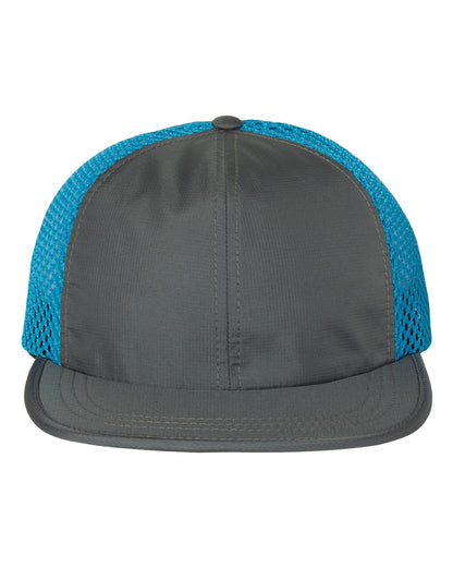 Richardson Rogue Wide Set Mesh Cap 935 #color_Charcoal/ Cyan