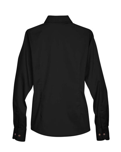 Harriton Women's Easy Blend™ Long Sleeve Twill Dress Shirt with Stain-Release M500W #color_Black