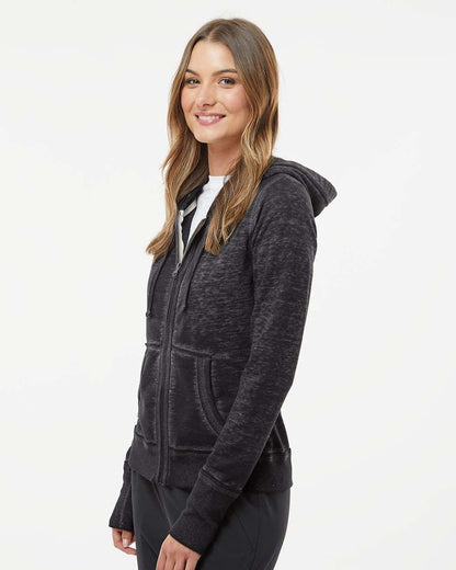 J. America Women's Zen Fleece Full-Zip Hooded Sweatshirt 8913 #colormdl_Twisted Black