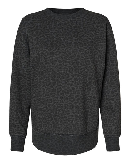 LAT Women's Weekend Fleece Crewneck Sweatshirt 3525 #color_Black Leopard
