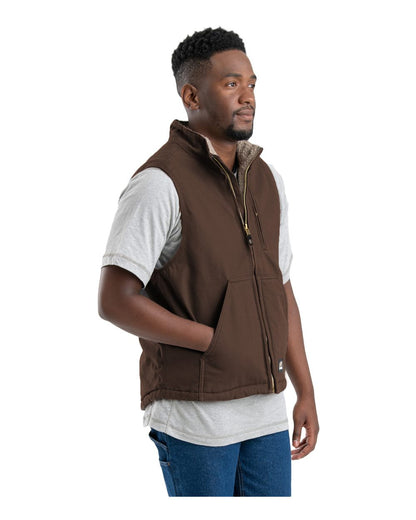 Berne Apparel Men's Heartland Sherpa-Lined Washed Duck Vest V818 #colormdl_Bark