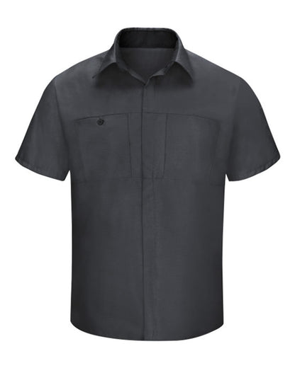 Red Kap Men's Performance Plus Short Sleeve Shirt with Oilblok Technology SY42 #color_Charcoal/ Black