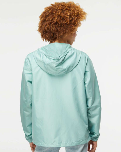 Independent Trading Co. Lightweight Windbreaker Full-Zip Jacket EXP54LWZ #colormdl_Aqua/ White Zipper