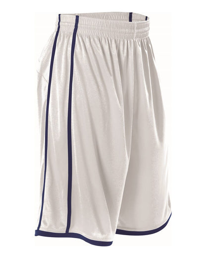 Alleson Athletic Women's Basketball Shorts 535PW #color_White/ Navy