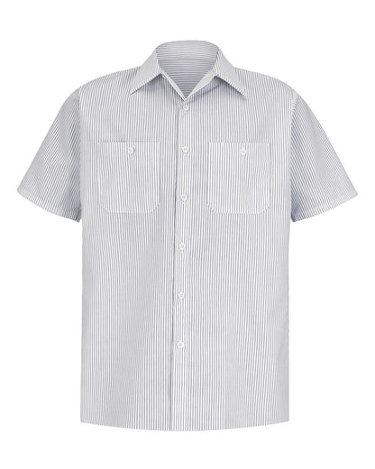 Red Kap Men's Tall Premium Short Sleeve Work Shirt SP20T #color_CW-White/ Charcoal Stripe
