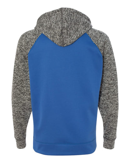 J. America Men's Colorblocked Cosmic Fleece Hooded Sweatshirt 8612 #color_Royal/ Charcoal Fleck