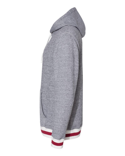 J. America Unisex Peppered Fleece Lapover Hooded Sweatshirt 8701 #color_Pepper/ Red