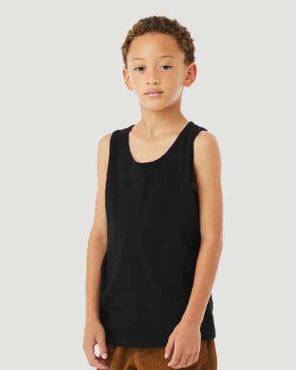 BELLA + CANVAS Youth Heather CVC Tank 3480YCVC #colormdl_Solid Black Blend