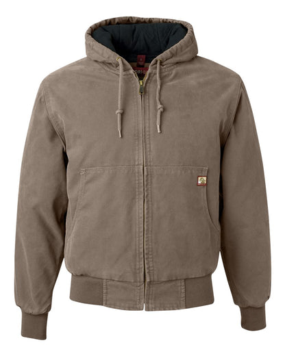 DRI DUCK Men's Tall Cheyenne Boulder Cloth™ Hooded Jacket with Tricot Quilt Lining 5020T #color_Gravel