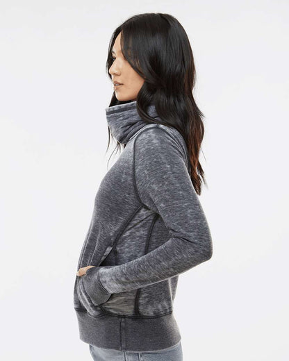 J. America Women’s Zen Fleece Cowl Neck Sweatshirt 8930 #colormdl_Dark Smoke