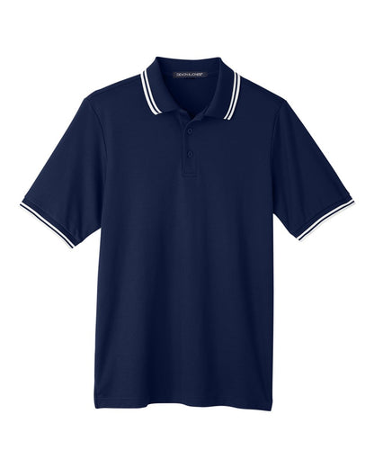 Devon & Jones Men's CrownLux Performance® Plaited Tipped Polo DG20C #color_Navy/ White
