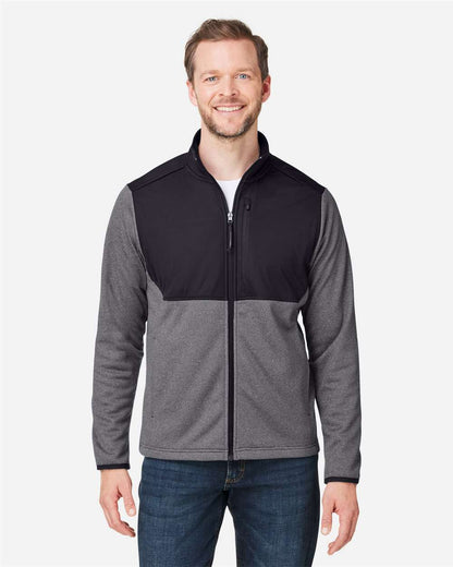 CORE365 Men's Venture Heathered Stripe Hybrid Jacket CE74 #colormdl_Black/ White