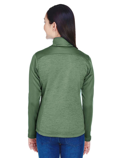 Devon & Jones Women's Newbury Colorblock Mélange Fleece Full-Zip Jacket DG796W #colormdl_Forest/ Forest Heather