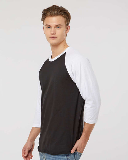 Tultex Fine Jersey Raglan T-Shirt 245 #colormdl_Black/ White