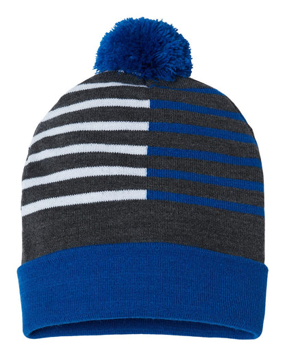 CAP AMERICA USA-Made Half Color Beanie RKH12 #color_True Royal/ White