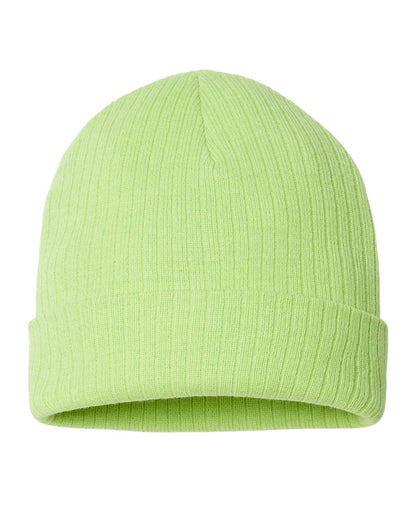 Atlantis Headwear Sustainable Rib Cuffed Beanie RIO #color_Acid Green