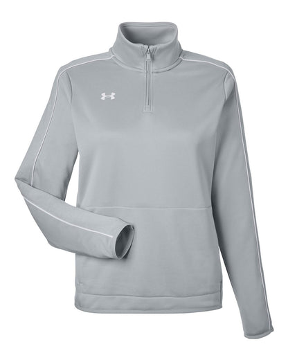 Under Armour Women's Command 2.0 Quarter-Zip Pullover 1383274 #color_Mod Grey/ White
