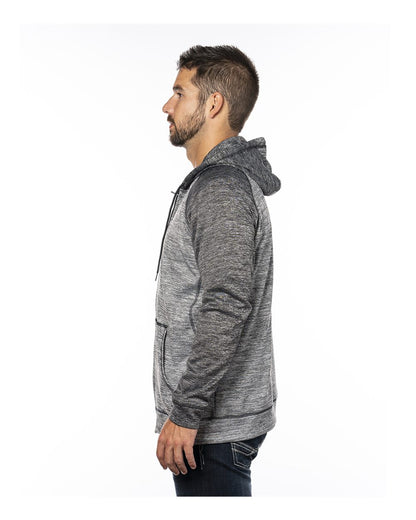 Burnside Performance Raglan Full-Zip Sweatshirt 8660 #color_Heather Grey/ Heather Charcoal