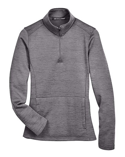 Devon & Jones Women's Newbury Mélange Fleece Quarter-Zip Pullover DG798W #color_Dark Grey Heather