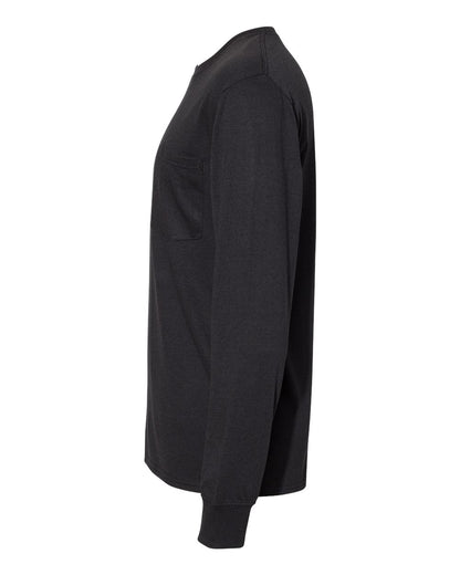 Hanes Unisex Workwear Long Sleeve Pocket T-Shirt W120 #color_Black