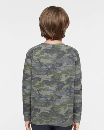 LAT Youth Elevated Fleece Crewneck Sweatshirt 2225 #colormdl_Vintage Camo