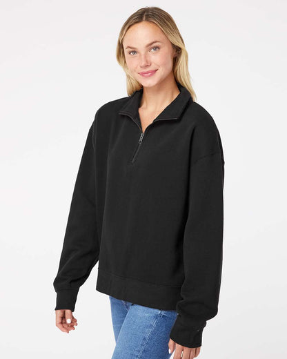 MV Sport Women's Sueded Fleece Quarter-Zip Sweatshirt W22713 #colormdl_Black