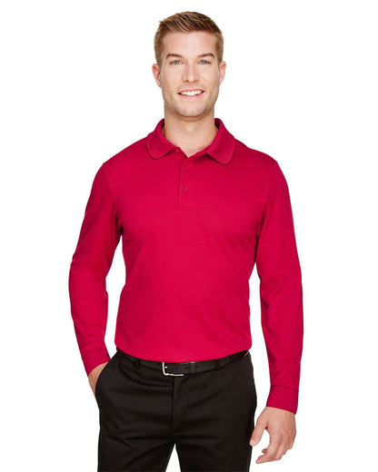 Devon & Jones Men's CrownLux Performance® Plaited Long Sleeve Polo DG20L #colormdl_Red