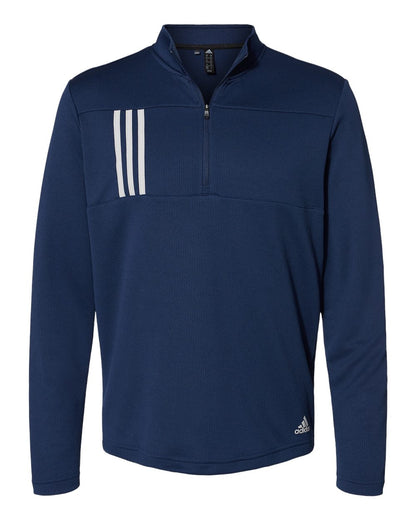 Adidas Men's 3-Stripe Double Knit Quarter-Zip Pullover A482 #color_Team Navy Blue/ Grey Two