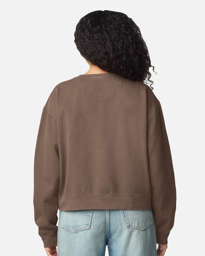 Comfort Colors Women's Garment-Dyed Mid-Length Crewneck Sweatshirt 1566L #colormdl_Espresso