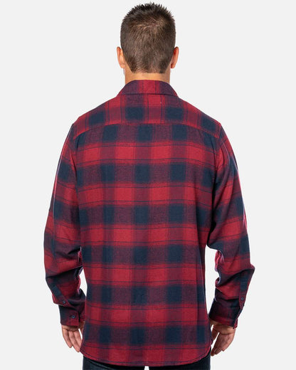 Burnside Yarn-Dyed Long Sleeve Flannel Shirt 8210 #color_Crimson/ Navy