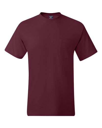 Hanes Men's Beefy-T® Pocket T-Shirt 5190 #color_Maroon