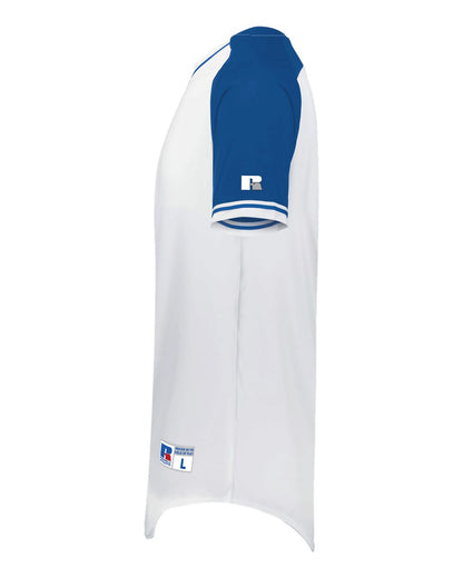 Russell Athletic Youth Classic V-Neck Jersey R01X3B #color_White/ Royal/ White