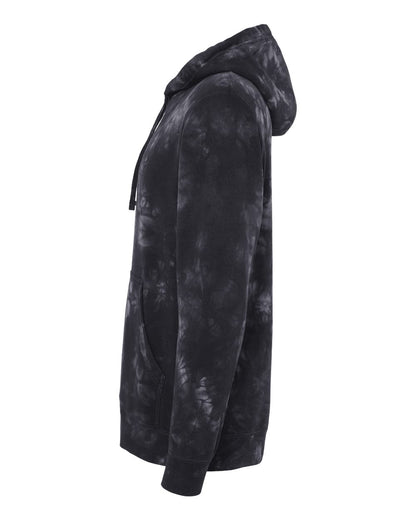 Independent Trading Co. Unisex Midweight Tie-Dyed Hooded Sweatshirt PRM4500TD #color_Tie Dye Black