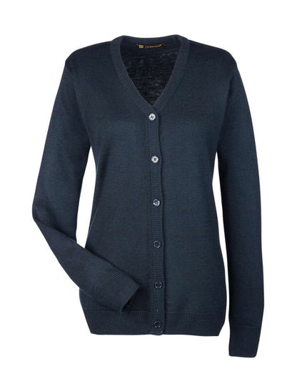 Harriton Women's Pilbloc V-Neck Button Cardigan Sweater M425W #color_Dark Navy